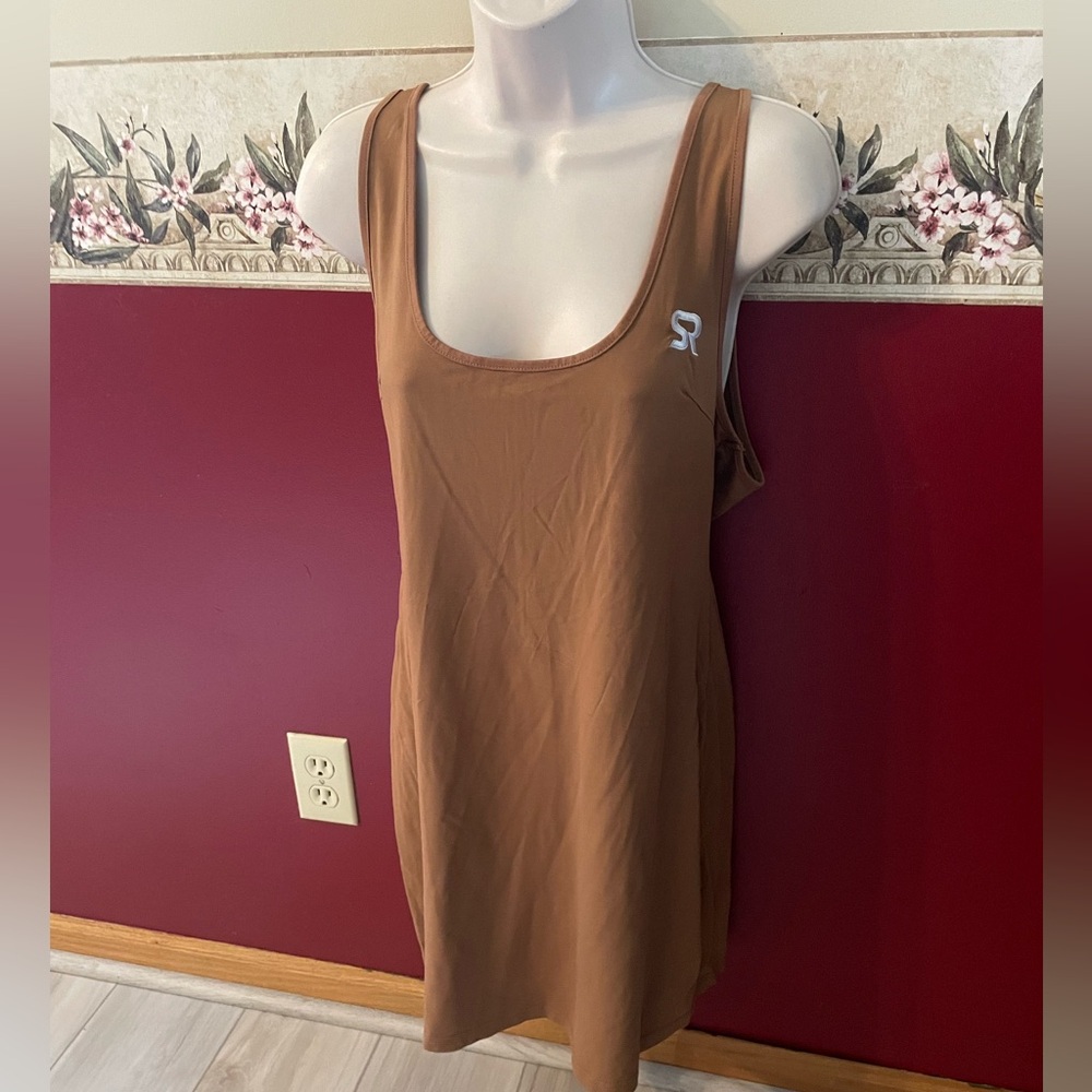 Brown Scoop Neck Sleeveless dress